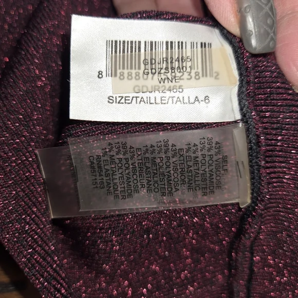 Guess Bodycon Cocktail Dress Cranberry Metallic Size 6 Party Event Date Night - Picture 9 of 9